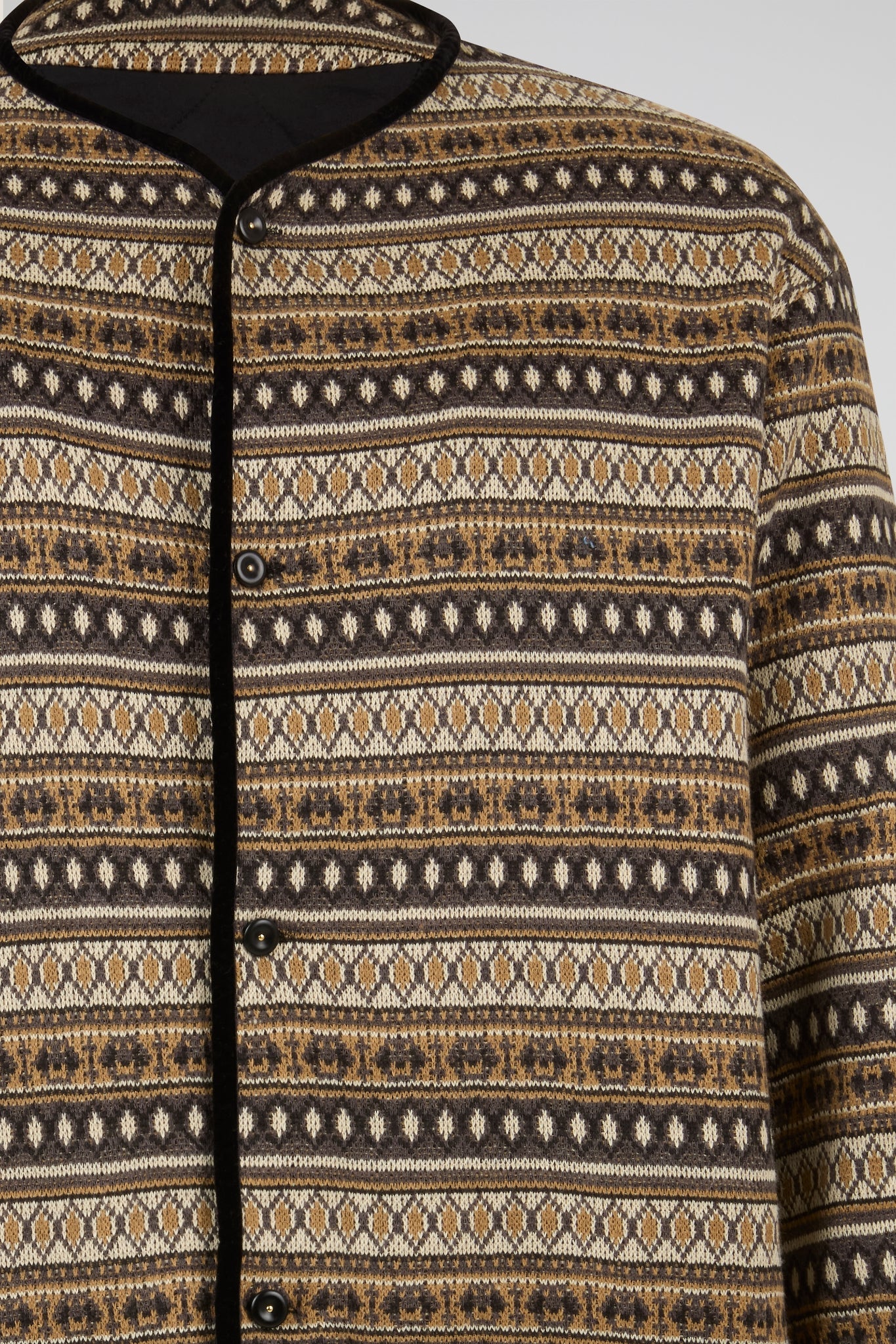 Nordic Pattern Knitted Collarless Jacket