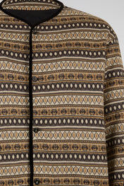 Nordic Pattern Knitted Collarless Jacket