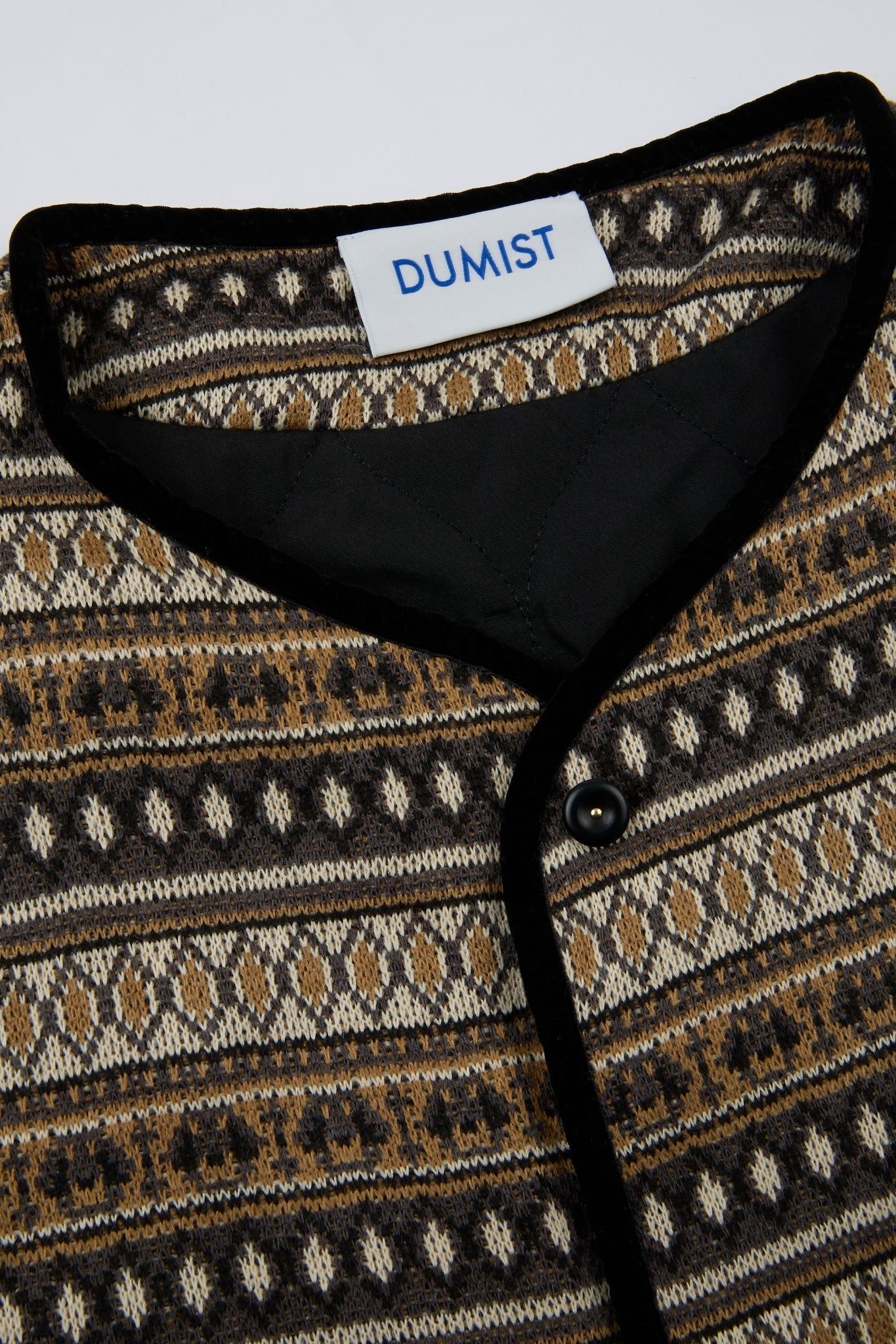 Nordic Pattern Knitted Collarless Jacket