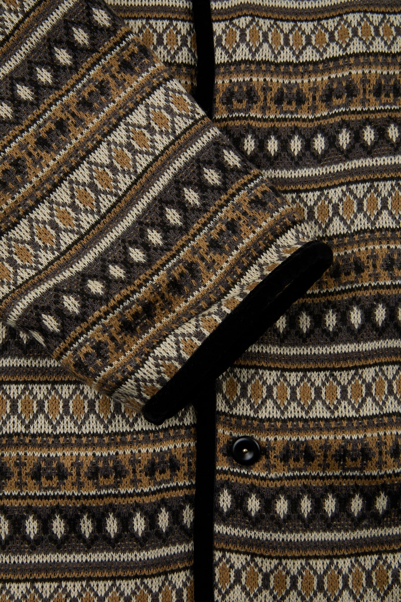 Nordic Pattern Knitted Collarless Jacket