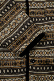 Nordic Pattern Knitted Collarless Jacket