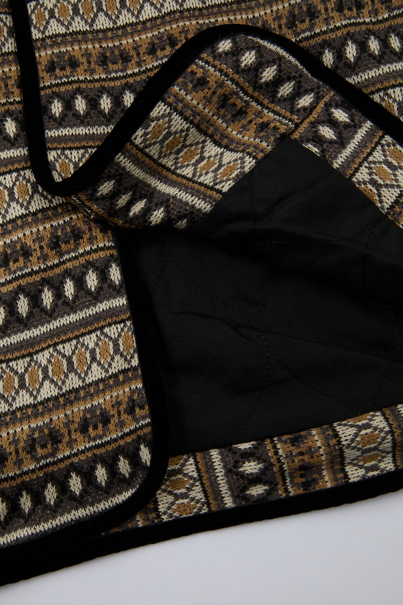 Nordic Pattern Knitted Collarless Jacket