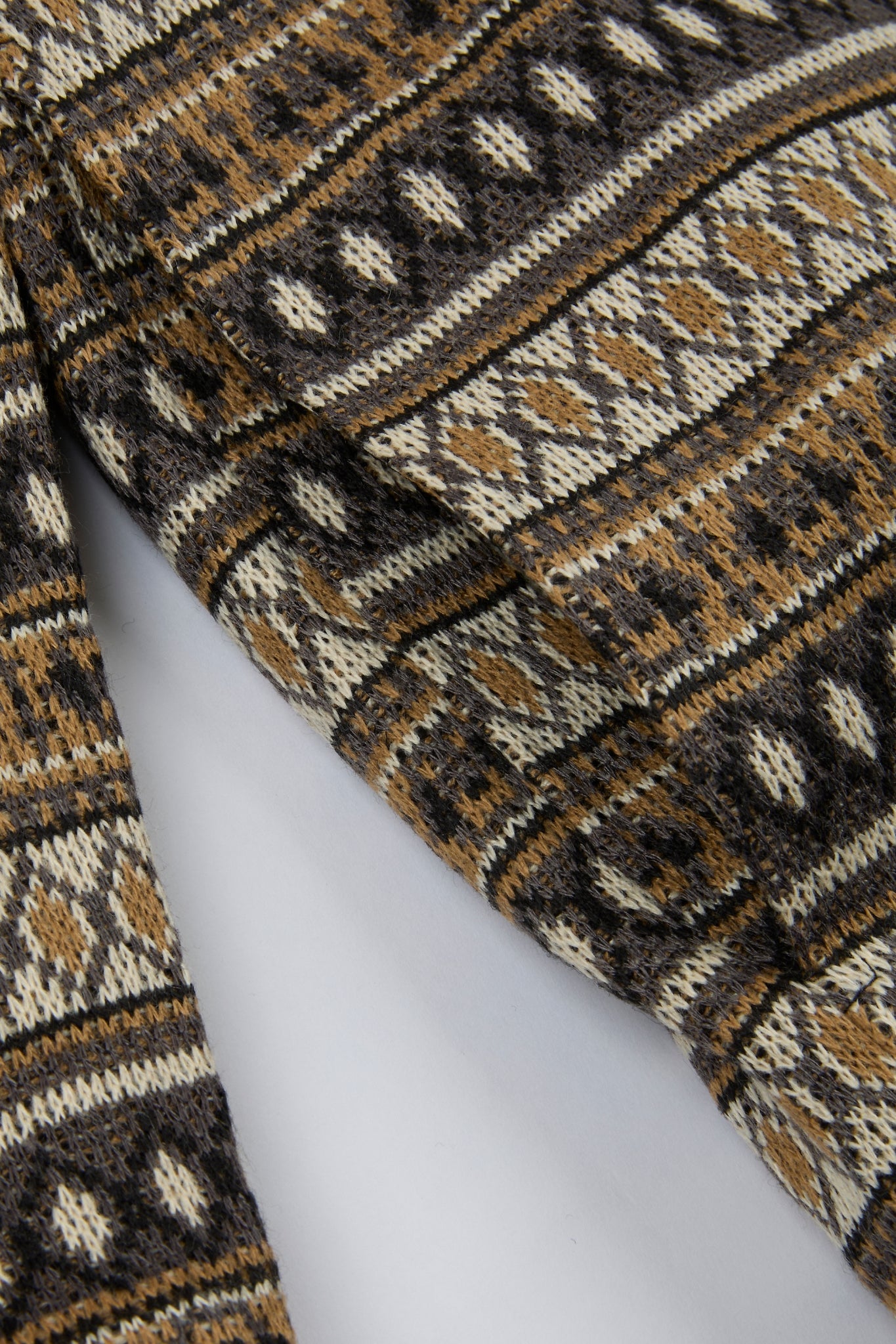 Nordic Pattern Knitted Collarless Jacket