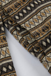 Nordic Pattern Knitted Collarless Jacket