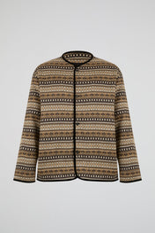 Nordic Pattern Knitted Collarless Jacket