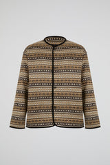 Nordic Pattern Knitted Collarless Jacket