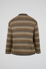 Nordic Pattern Knitted Collarless Jacket