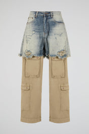 Layered Deconstructed Cargo Trousers