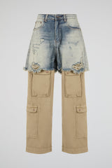 Layered Deconstructed Cargo Trousers