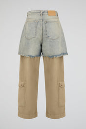 Layered Deconstructed Cargo Trousers