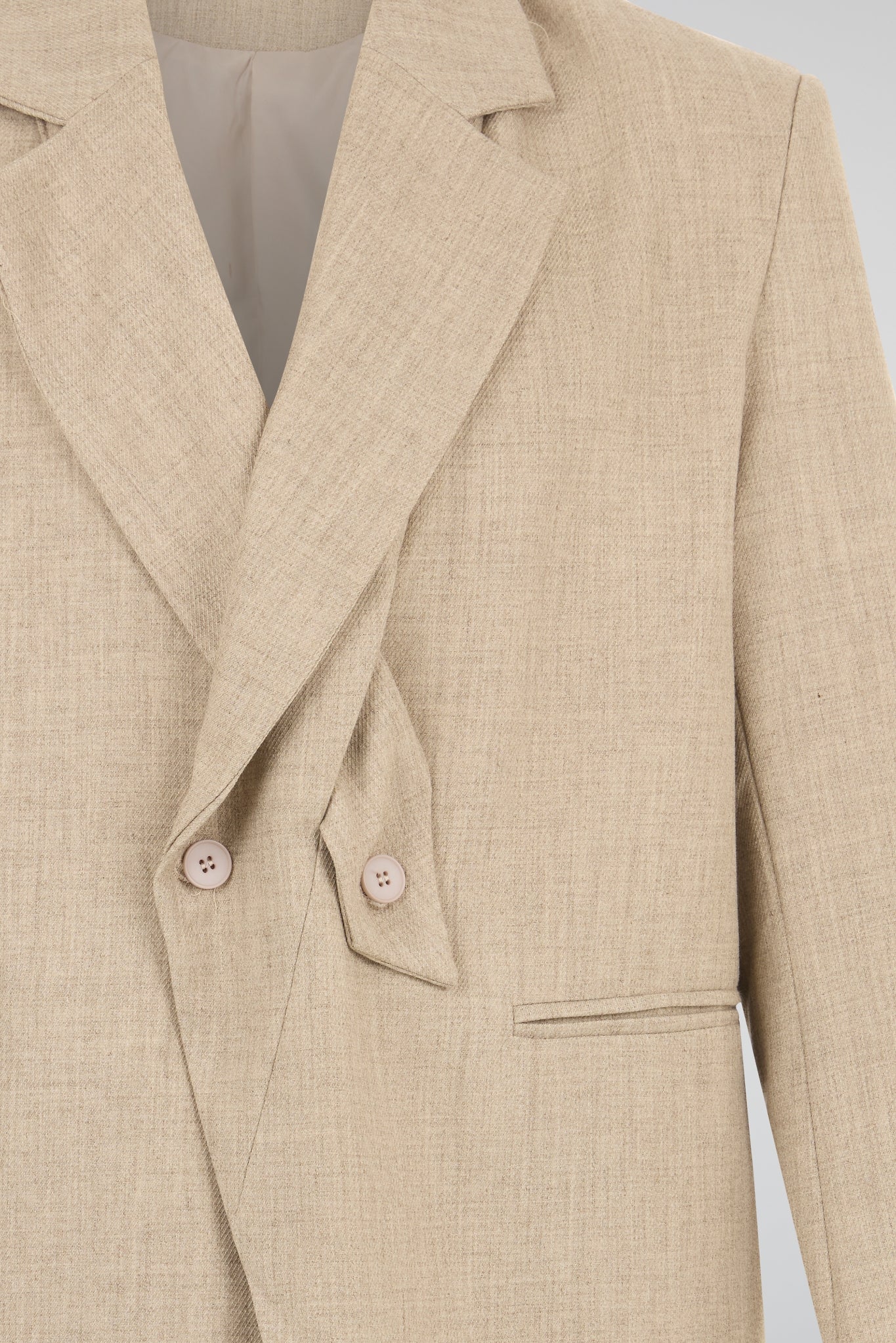 Beige Asymmetric Draped Blazer