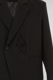Black Asymmetric Draped Blazer
