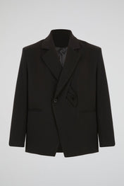 Black Asymmetric Draped Blazer