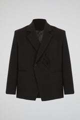 Black Asymmetric Draped Blazer