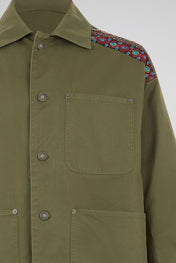 Floral Shoulders Khaki Military Jacket