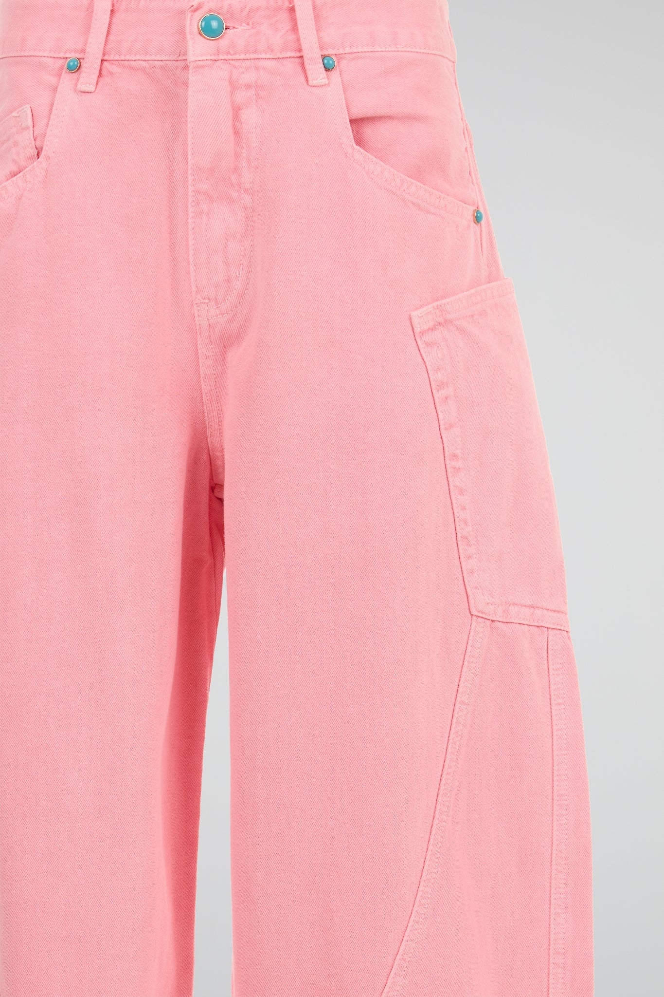Pink Wide-Leg Denim Trousers