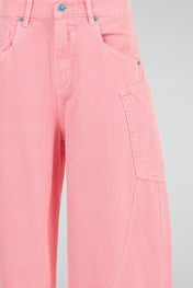 Pink Wide-Leg Denim Trousers