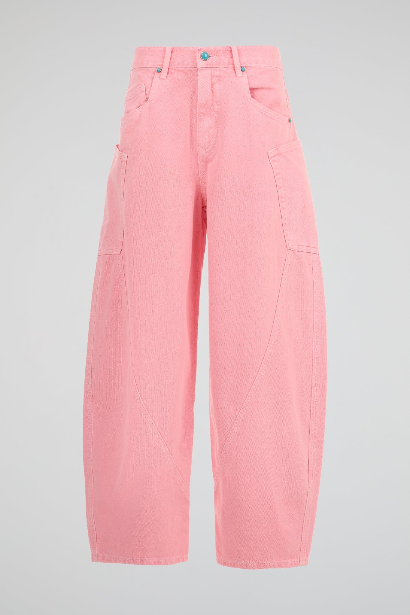 Pink Wide-Leg Denim Trousers