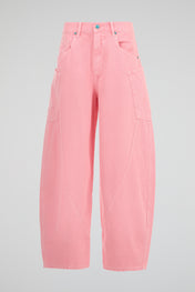 Pink Wide-Leg Denim Trousers