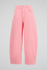 Pink Wide-Leg Denim Trousers