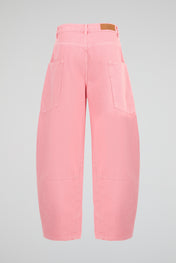 Pink Wide-Leg Denim Trousers