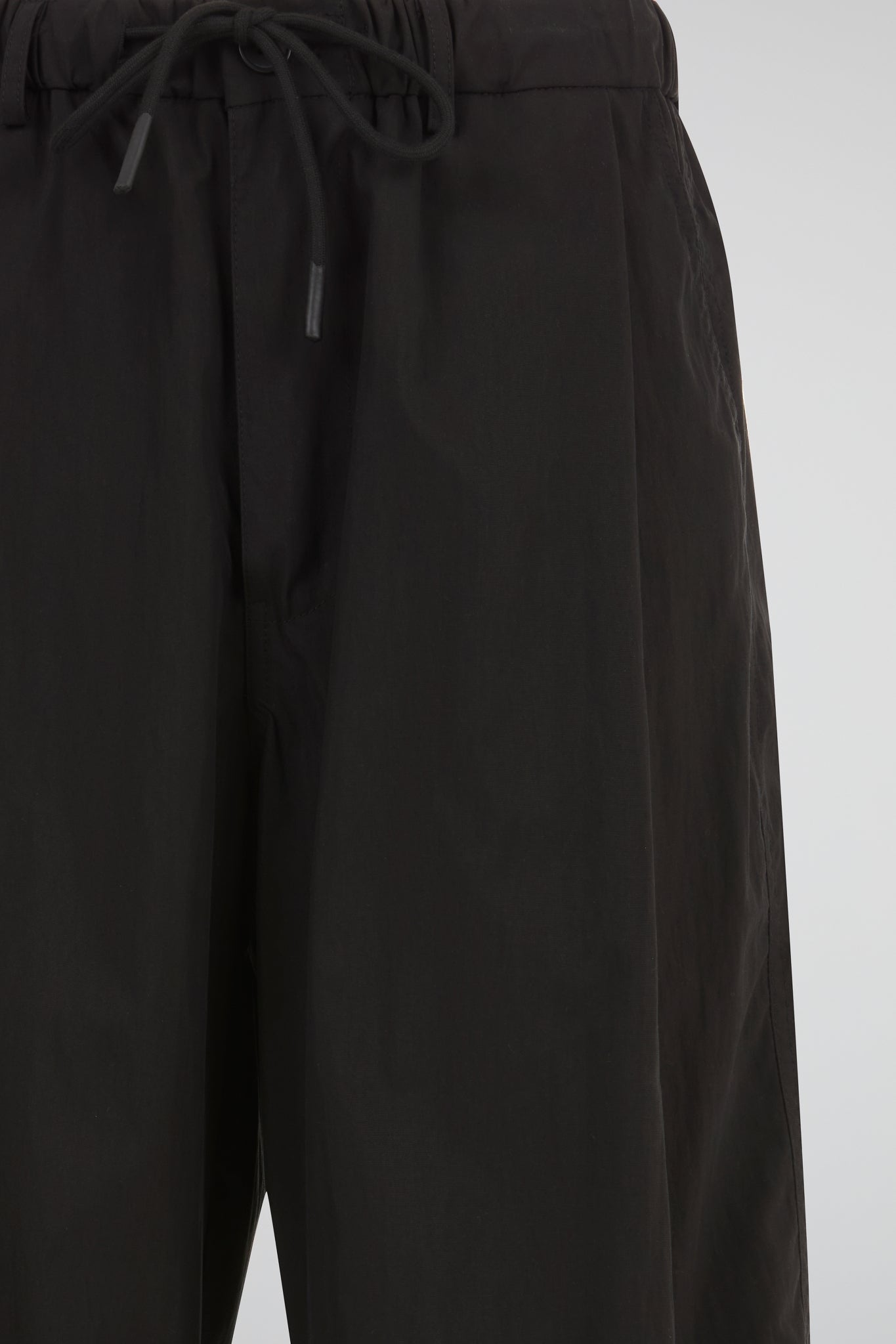 Matte Obsidian Black Minimalist Wide-Leg Trousers