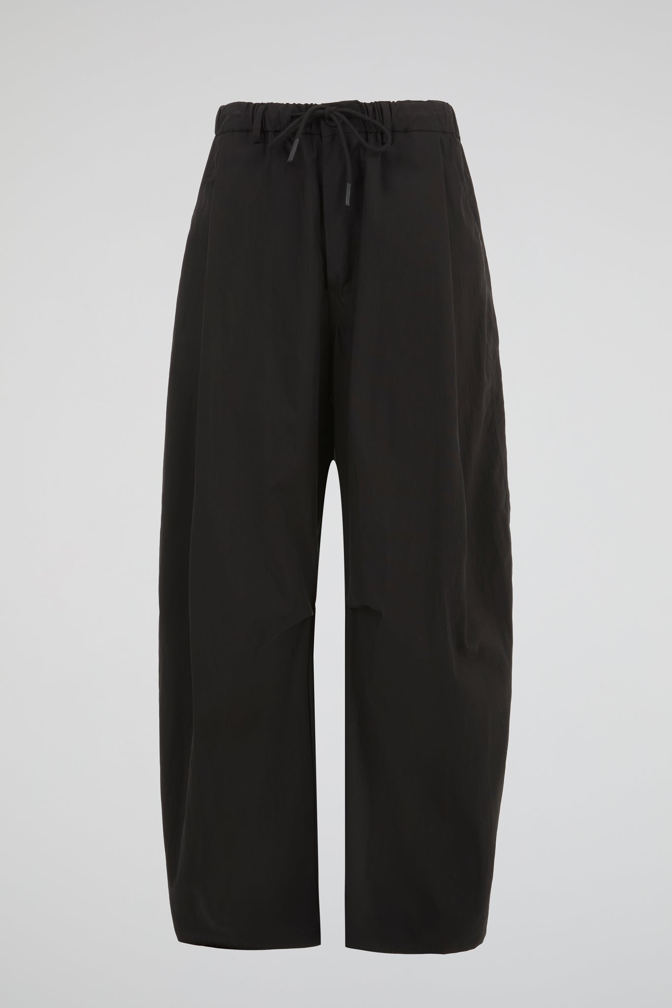Matte Obsidian Black Minimalist Wide-Leg Trousers