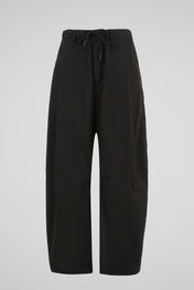 Matte Obsidian Black Minimalist Wide-Leg Trousers