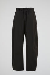 Matte Obsidian Black Minimalist Wide-Leg Trousers