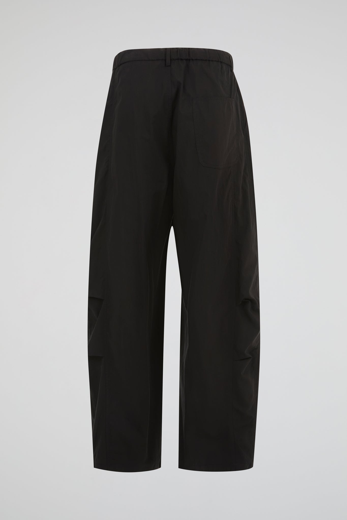 Matte Obsidian Black Minimalist Wide-Leg Trousers