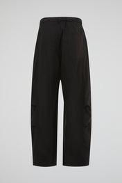 Matte Obsidian Black Minimalist Wide-Leg Trousers