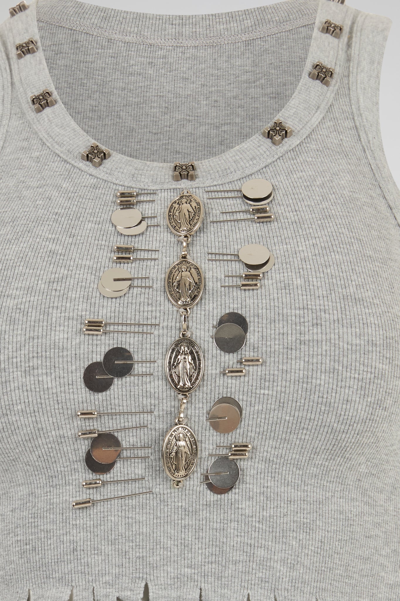 Heather Slate Grey Deconstructed Cropped Tank Top