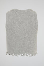 Heather Slate Grey Deconstructed Cropped Tank Top