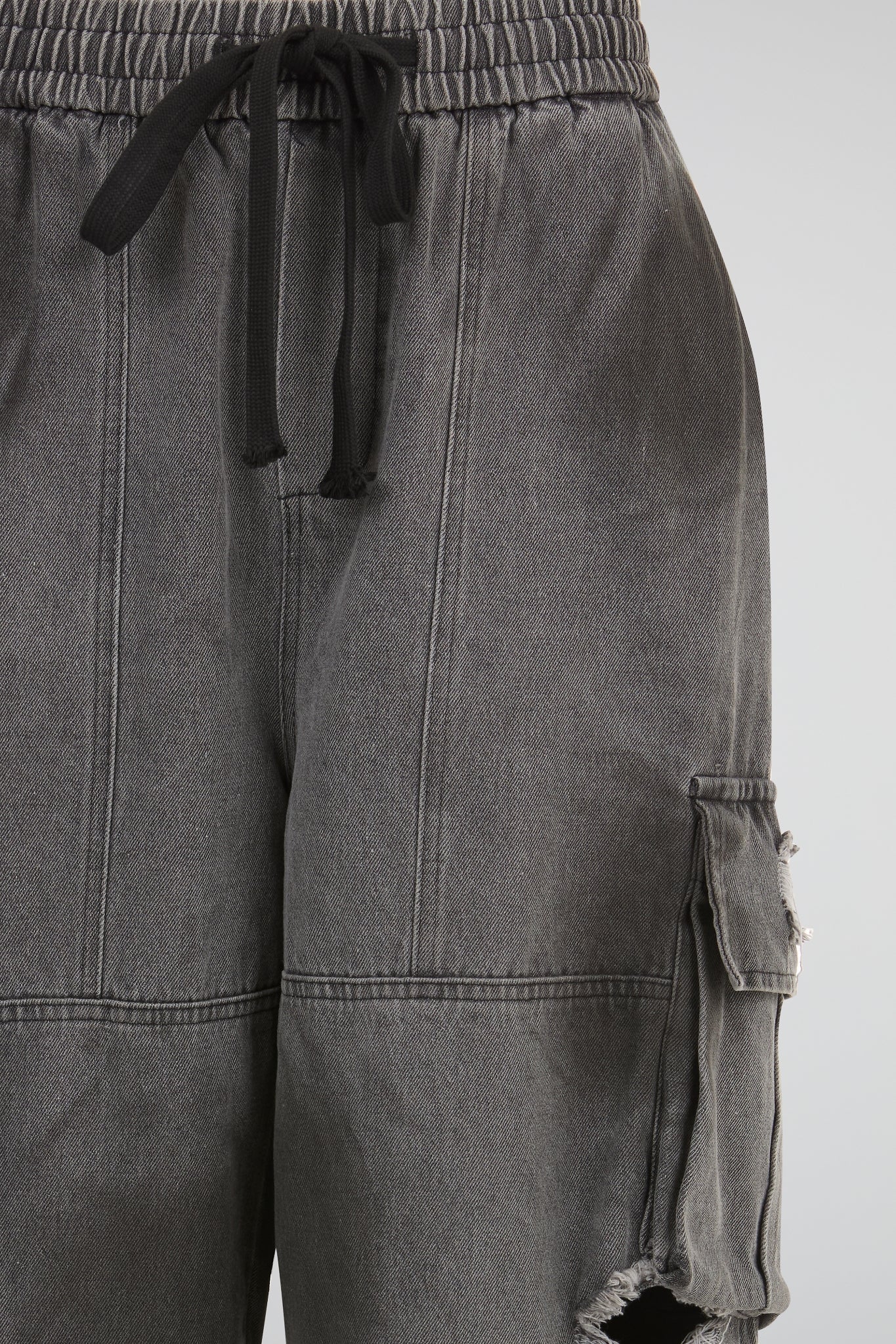 Mineral Charcoal Tactical Wide-Leg Cargo Trousers