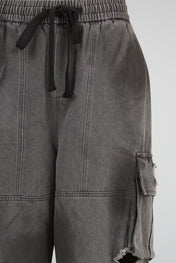 Mineral Charcoal Tactical Wide-Leg Cargo Trousers