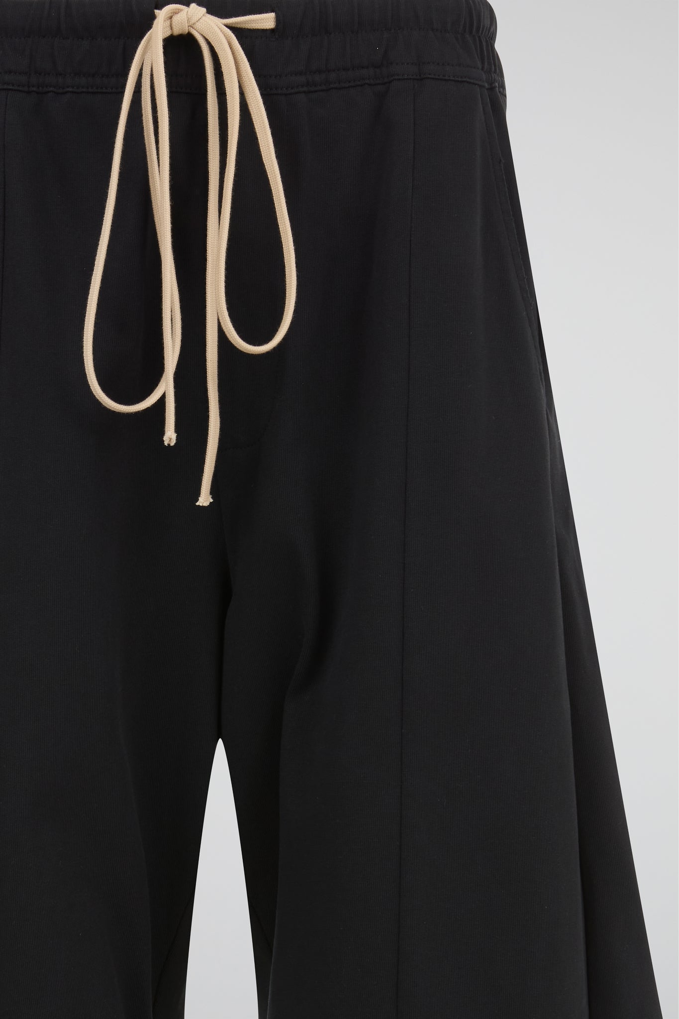 Matte Obsidian Black Wide-Leg Architectural Trousers