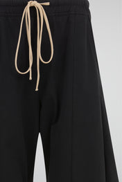 Matte Obsidian Black Wide-Leg Architectural Trousers