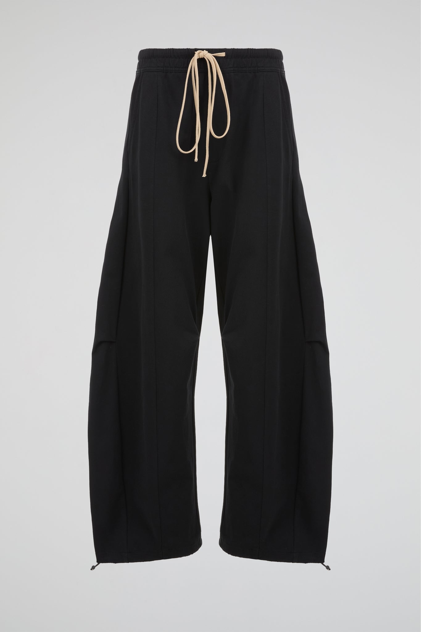 Matte Obsidian Black Wide-Leg Architectural Trousers