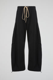 Matte Obsidian Black Wide-Leg Architectural Trousers