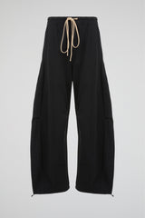 Matte Obsidian Black Wide-Leg Architectural Trousers