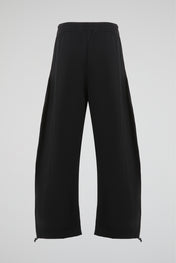 Matte Obsidian Black Wide-Leg Architectural Trousers