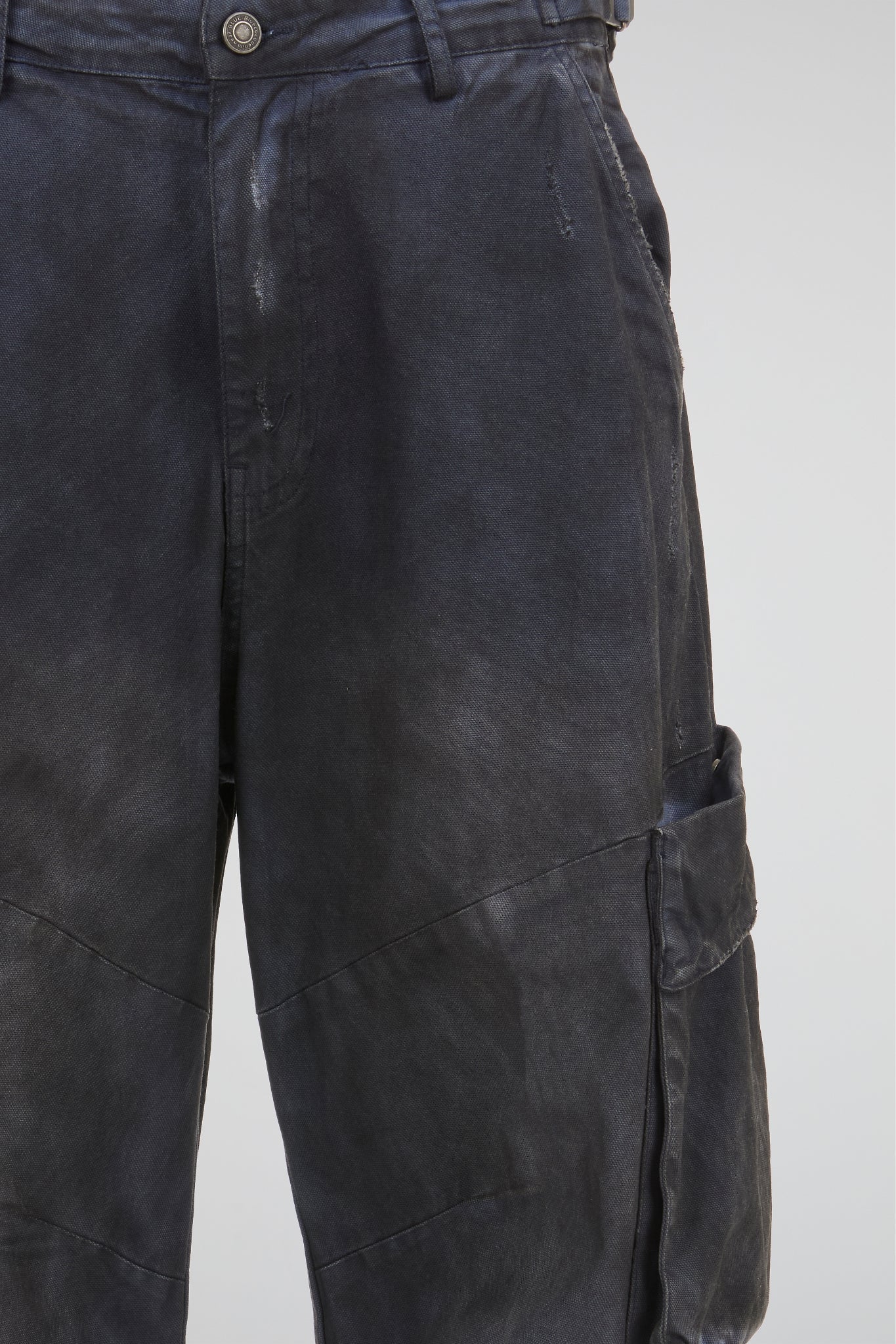 Burnished Navy Tactical Cargo Wide-Leg Trousers