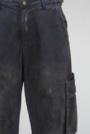 Burnished Navy Tactical Cargo Wide-Leg Trousers