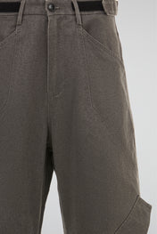 Burnished Grey Tactical Cargo Wide-Leg Trousers