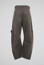 Burnished Grey Tactical Cargo Wide-Leg Trousers