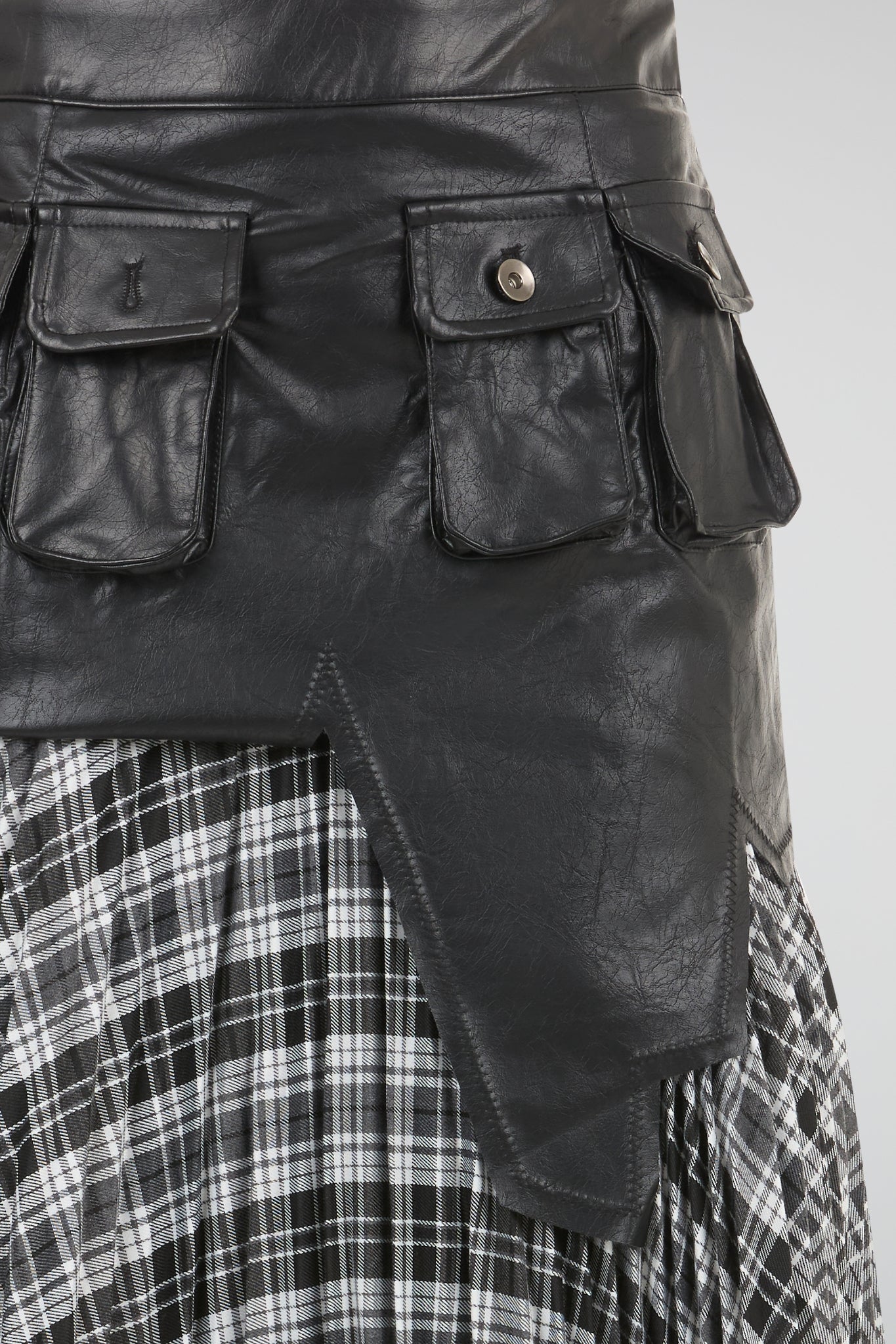 Tactical Layered Plaid Skirt