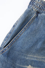 Washed Elastic Distressed Denim