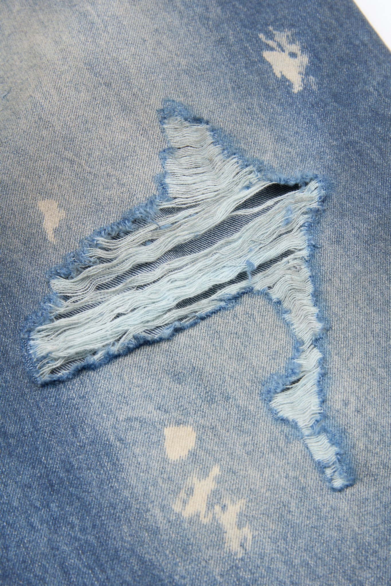 Washed Elastic Distressed Denim