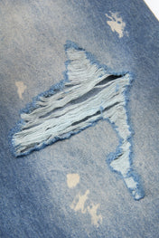 Washed Elastic Distressed Denim