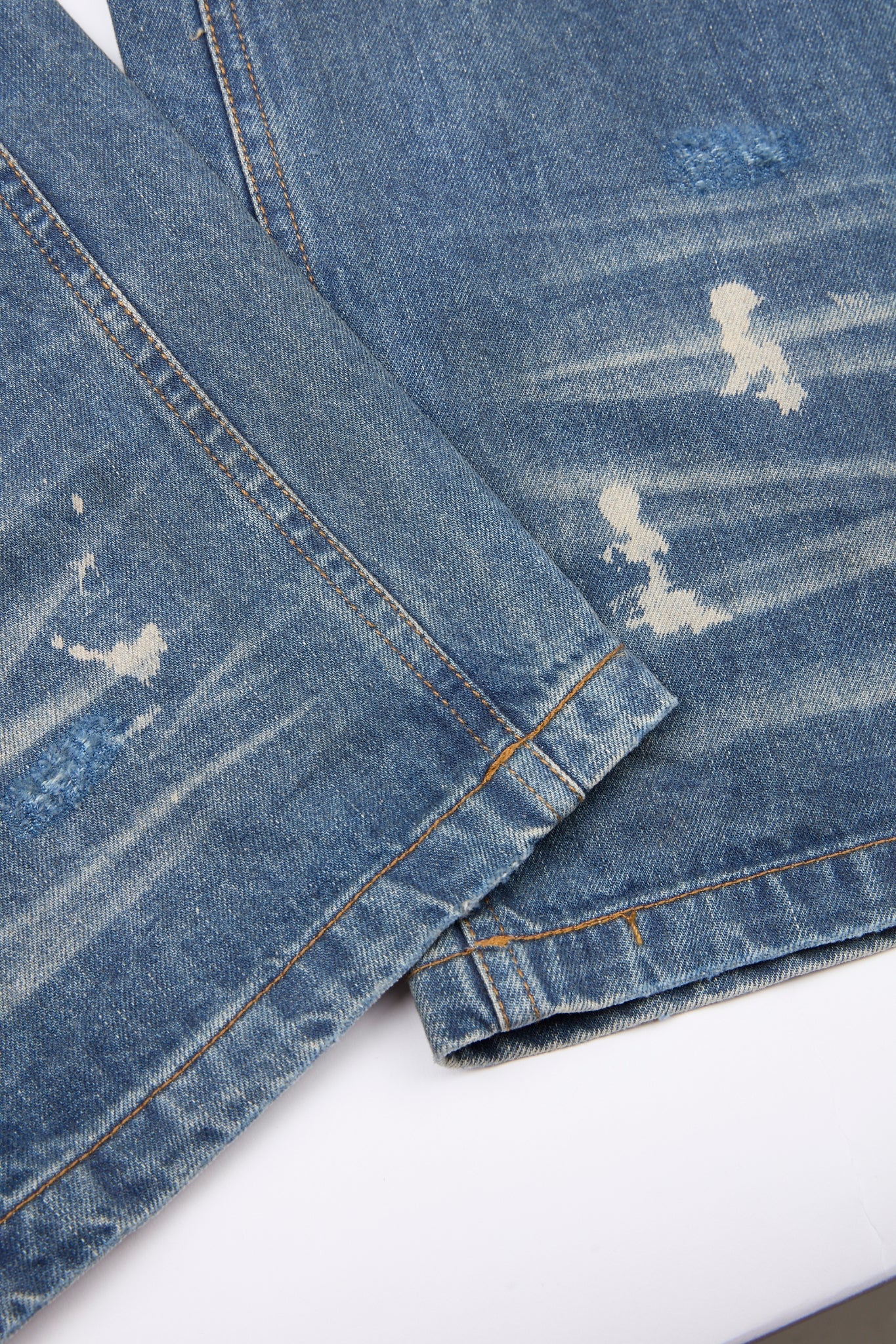 Washed Elastic Distressed Denim
